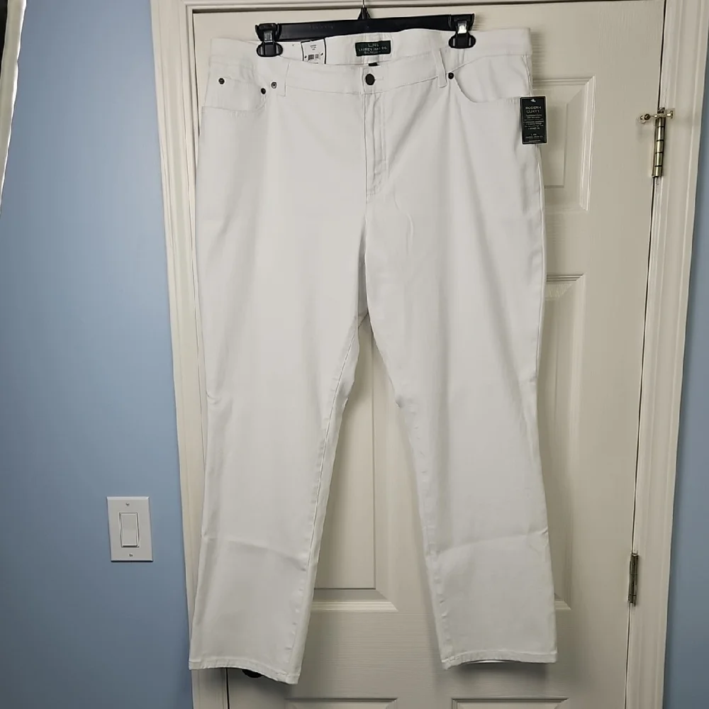 LRL‎ Lauren Modern Curvy Straight Leg Denim: Color- White: Size 22W SEE DETAILS